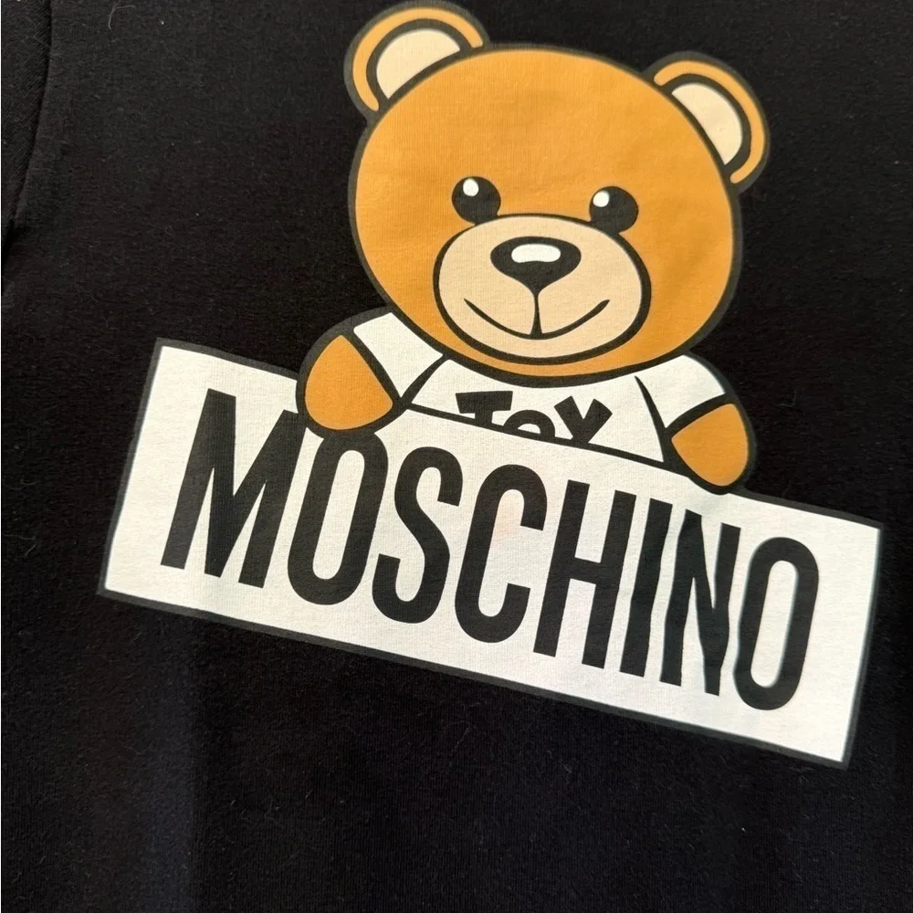 Moschino Teen Black Teddy Logo Sweatshirt Dress for Girls / Italy / 12 years
